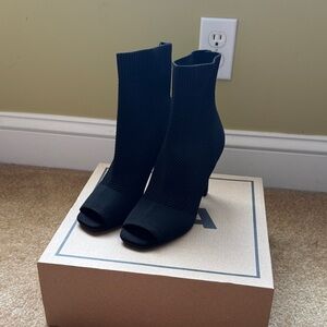 MIA Black Knit Peep-Toe Heels